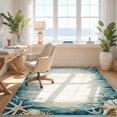thumbnail image 3 of Design&I 6'x9' Ultra Soft Area Rug, Nautical Round Seashell Starfish Compass Maritime Vintage Motif None Fluffy Washable Non Shedding for Guest Room Bedroom Living Room, 3 of 7