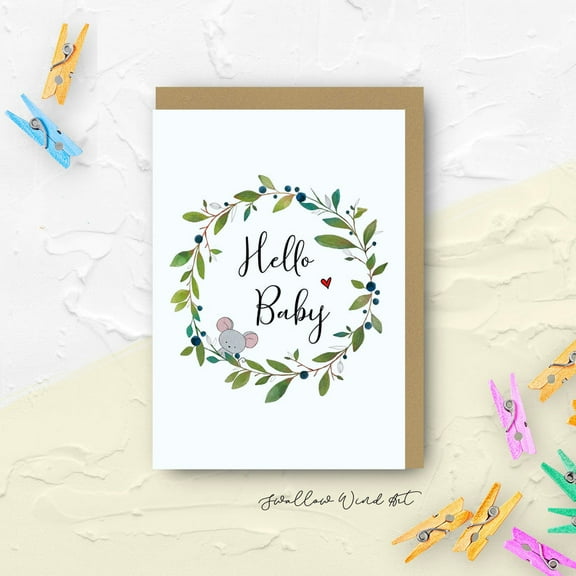 Adorable Baby Greeting Card – "Hello Baby" with Cute Koala Design – Perfect for Newborn Celebrations, Baby Showers, or Welcome Gifts – Includes Envelope
