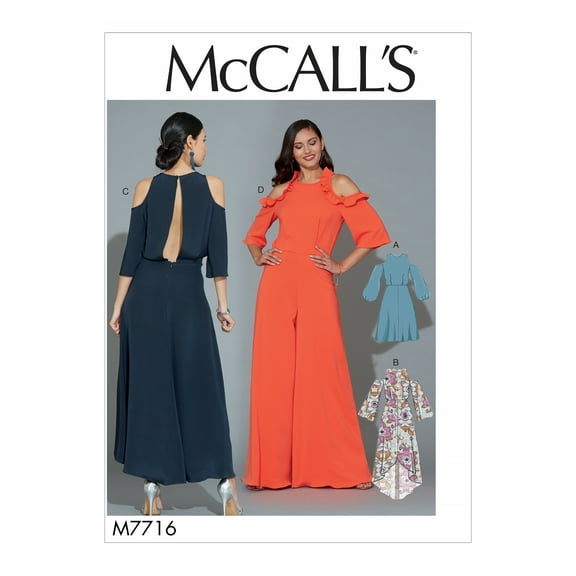 McCall's Sewing Pattern Misses' Dresses and Jumpsuit-14-16-18-20-22