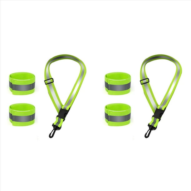 2X Faja Reflectante para Caminar de Noche, Equipo para Correr Reflectante de Alta Visibilidad Durante la Noche, con 4 Brazaletes Reflectantes