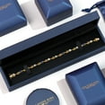 thumbnail image 5 of Gem Stone King 18K Yellow Gold Plated Silver Moissanite and Blue Created Sapphire and Lab Grown Diamond Bracelet for Women (2.17 Cttw, Gemstone Birthstone, Round 4MM, 7.5 inch), 5 of 6
