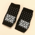 thumbnail image 6 of Skpblutn Glove Autumn Snowflake Decorated Knit Half Finger Winter Warm Gloves Black One Size, 6 of 6