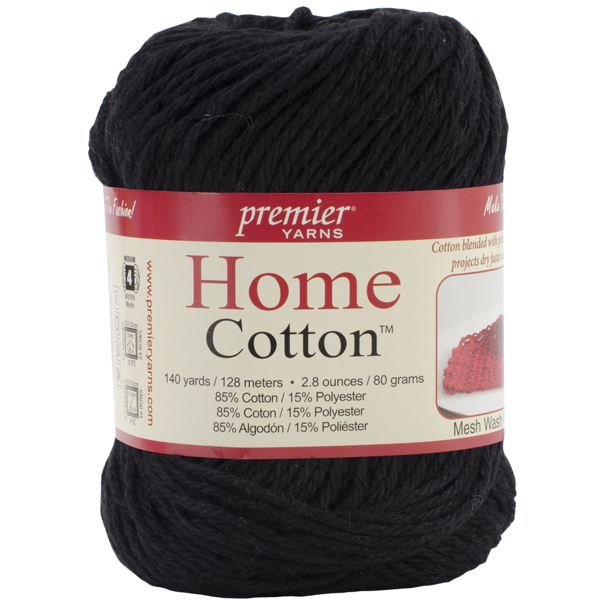 Premier Yarns Home Cotton Yarn SolidBlack 3816