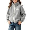thumbnail image 6 of Boys Girls Fleece Jacket Kids Unisex 1-13Years Fleece Full Zipper Jacket Stand Collar Long Sleeve Casual Outerwear Warm Coat, 6 of 7
