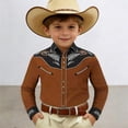 thumbnail image 2 of FYDUU Fashion Boys Shirts Western Cowboy Shirt Long Sleeve Button Down Shirts Fashion Casual Tops For Kids Holiday Party Outfit 10-11 Years, 2 of 4