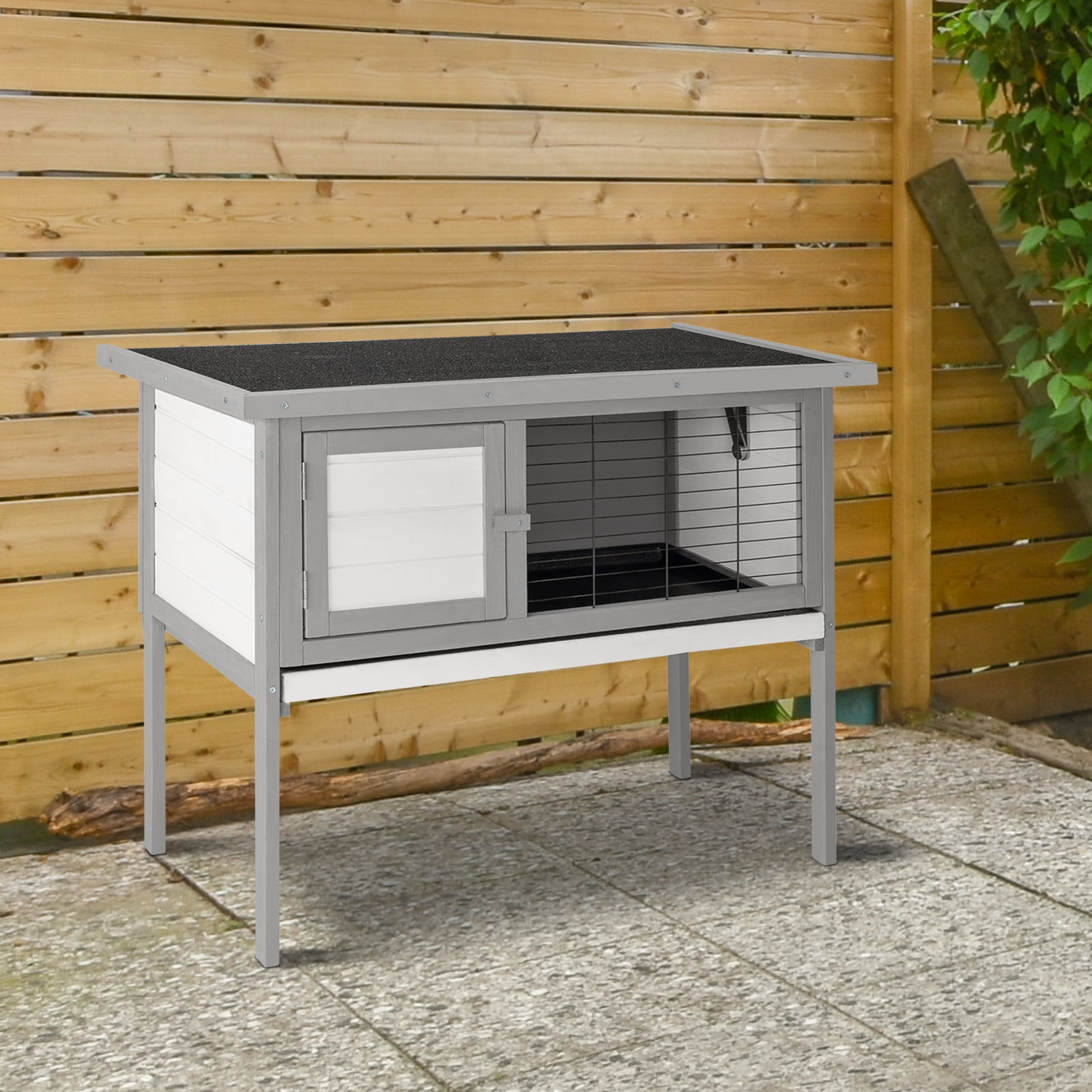 ZephyPaws 36" Single Deck Waterproof Wooden Chicken Coop Hen House Pet Animal Poultry Cage Rabbit Hutch Gray