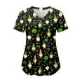 thumbnail image 3 of GEWSEY St Patrick Day Shirts Women Holiday-Themed Clover Print Scrub Tops Soft Cozy Nurse Uniform Shirt (Black, M), 3 of 8