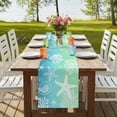 thumbnail image 4 of Table Runners 70 Inches Long Dress Scarves, Teal Blue Ombre Coastal Farmhouse Coffee/Dining/Kitchen Table Decor, Holiday Table Runner, Sea Nautical Summer Beach Starfish Coral 13x70 Inch, 4 of 9
