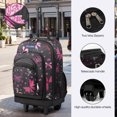 thumbnail image 5 of 20" Rolling Backpack for Women Men,2 in 1 Carry On Travel Backpack with Wheels & Telescopic Handle for Work, Weekend, School & Short Trips, Pink Butterfly, JH2561, 5 of 9