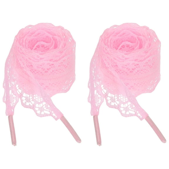 2 Pairs Flat Laces Shoelaces, 2.2CM Wide 120CM Length Lacy Shoe Laces, Pink