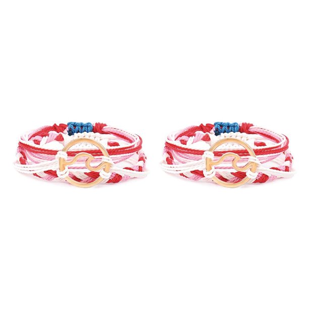 Guardurnaity Pulseras de amistad bohemias, trenzada ajustable, de joyería, de cuerda, cuerda de mano, decoración Bohemia para amante Rojo 2piezas Guardurnaity CBP347934