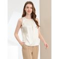 thumbnail image 4 of INSPIRE CHIC Blusa Sin Mangas Plisada De Oficina De Trabajo Sin Mangas De Satén Para Mujer Blanco S, 4 of 6