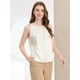 thumbnail image 4 of INSPIRE CHIC Blusa Sin Mangas Plisada De Oficina De Trabajo Sin Mangas De Satén Para Mujer Blanco XS, 4 of 5