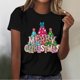 thumbnail image 1 of Fiudx Liquidación de Ofertas Flash Mujer Verano Ocio Moda Estampado de Flores Cuello Redondo Manga Corta Top/Camisa, 1 of 4