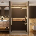 thumbnail image 2 of CASAINC 48 in. W x 76 in. H Sliding Frameless Shower Door Brushed Gold 3/8 in. Tempered Clear Glass, 2 of 9