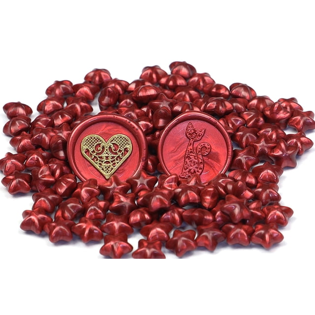 JShteea 100x Star Retro Sealing Wax Bead Fire Painting Grano para Sello (rojo Vino)