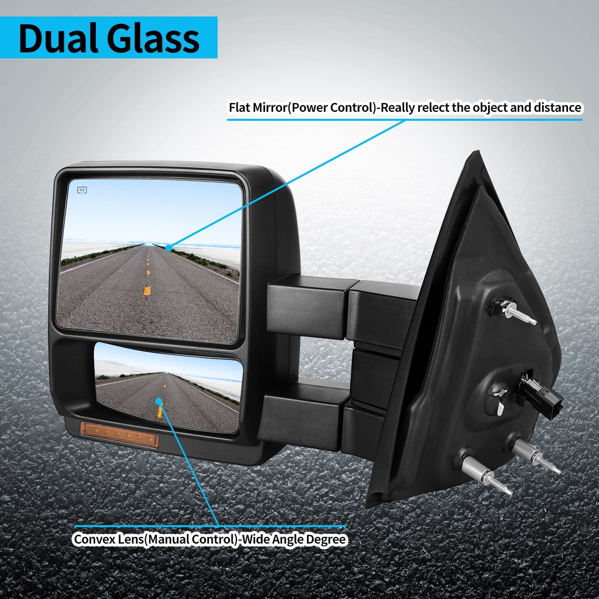 LEDKINGDOMUS Power Heated Telescoping Trailer Tow Mirrors with Turn Signal For 2007-2014 Ford F-150 Super Duty Truck, Plug-and-Play Installation, Pair (Driver & Passenger Side)