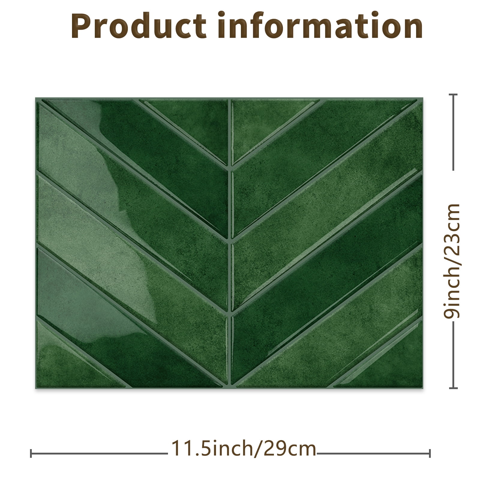 DEWOO 10 Sheets Thicker Herringbone Peel and Stick Backsplash, 11.5”×9” Stick on Wall Tiles, Self Adhesive Tile Sticker for Kitchen Backsplash and Bathroom, Green