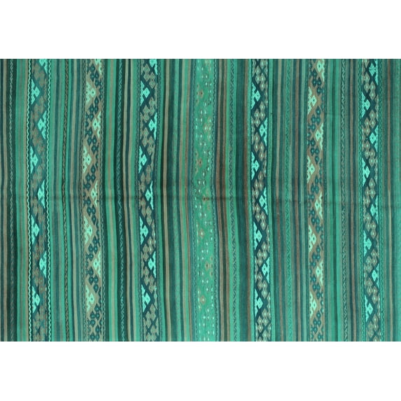 Ahgly Company Indoor Rectangle Southwestern Turquoise Blue Country Area Rugs, 5' x 8'