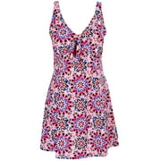 Women's Plus Size One Piece Swimdress Swimsuit Swimwear, Red Orange, XXL