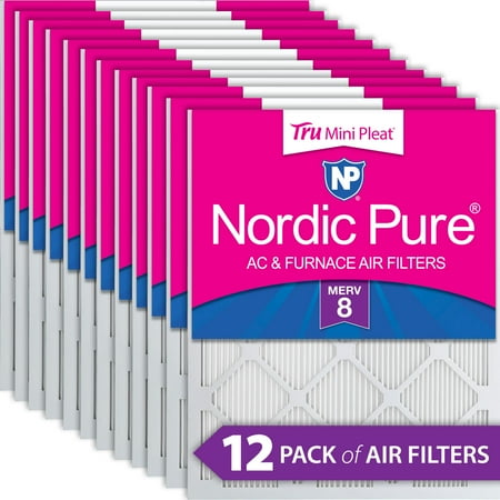 

12x12x1 (11_3/4x11_3/4) Nordic Pure Tru Mini Pleat MERV 8 Air Filters 12 Pack