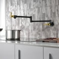 thumbnail image 2 of SUMERAIN Pot Filler Faucet Wall Mount Kitchen Faucet Black and Gold Double Joint Swing Arms, Two Handle, 2 of 12
