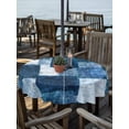 thumbnail image 2 of Outdoor Tablecloth with Umbrella Hole for Patio/Picnic/Party/Camping, Navy Blue Waterproof Table Cloth Round Cover Washable, Modern Abstract Minimalist Blocks Texture (Dia 60"), 2 of 9
