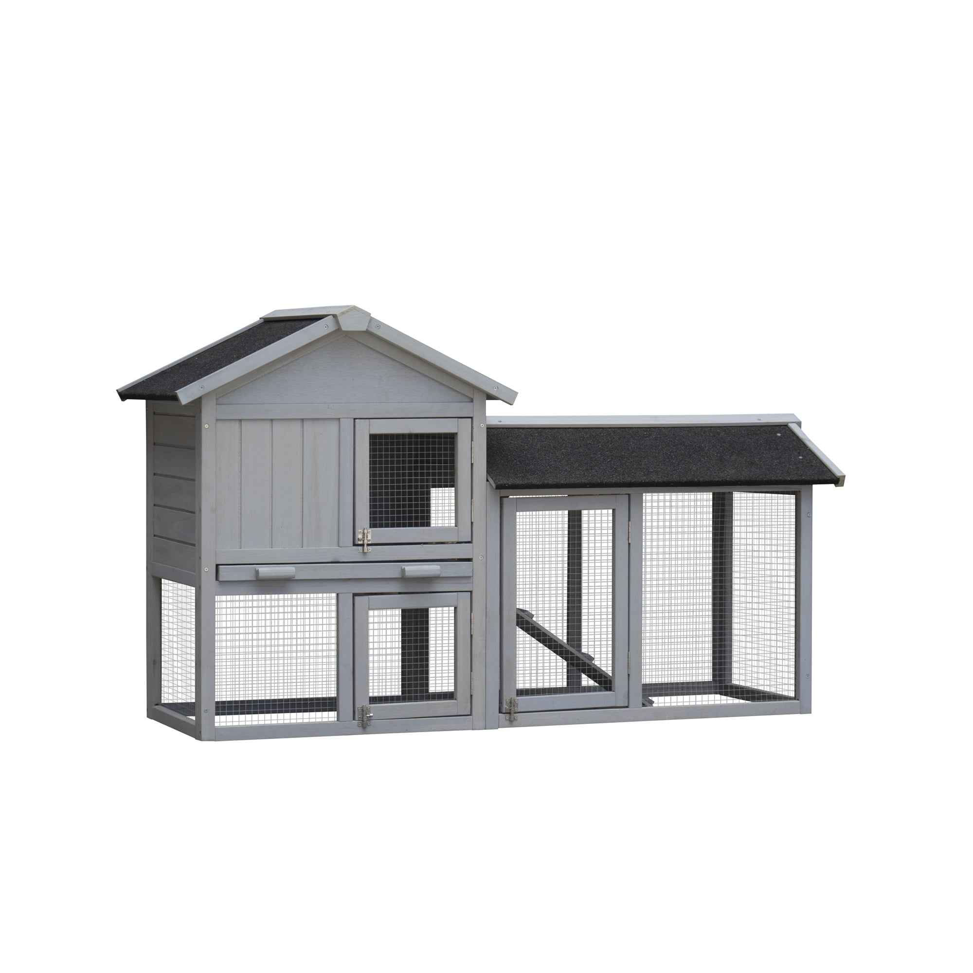 Pefilos 55" Rabbit Hutch with Run, Pull-Out Tray, Extensible Chicken Coop, for Rabbits or Guinea Pigs Small, Gray Pefilos 55" Rabbit Hutch with Run, Pull-Out Tray, Extensible Chicken Coop, for Rabbits or Guinea Pigs Small, Gray