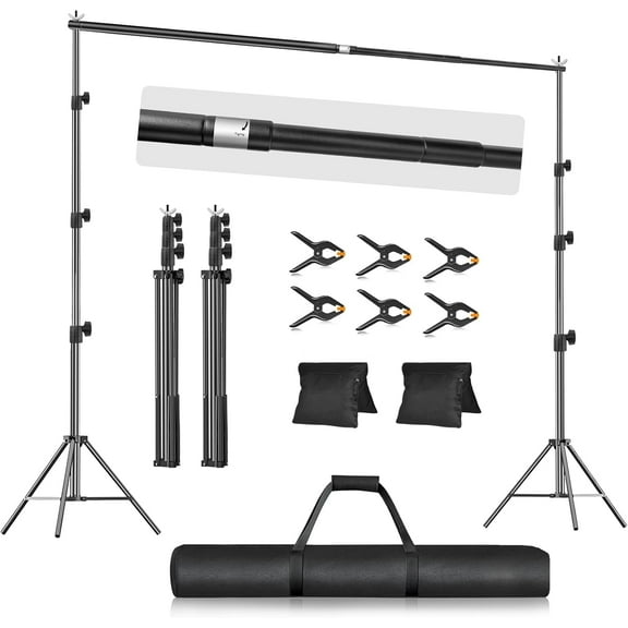EMART 10x10ft Heavy-Duty Adjustable Backdrop Stand Kit, Background Support for Photography, Video, Weddings, Events