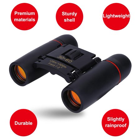 Knifun 1pc 30 * 60 Portable Lightweight Metal Dual Focusing Binoculars with Bag Lanyard, Metal Binoculars, Mini