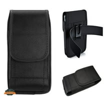 For Motorola Moto G 5G 2024 Pouch Case Universal Vertical Canvas with Belt Clip Loop Holster Military Grade Cell Phone Holder Cover - Black