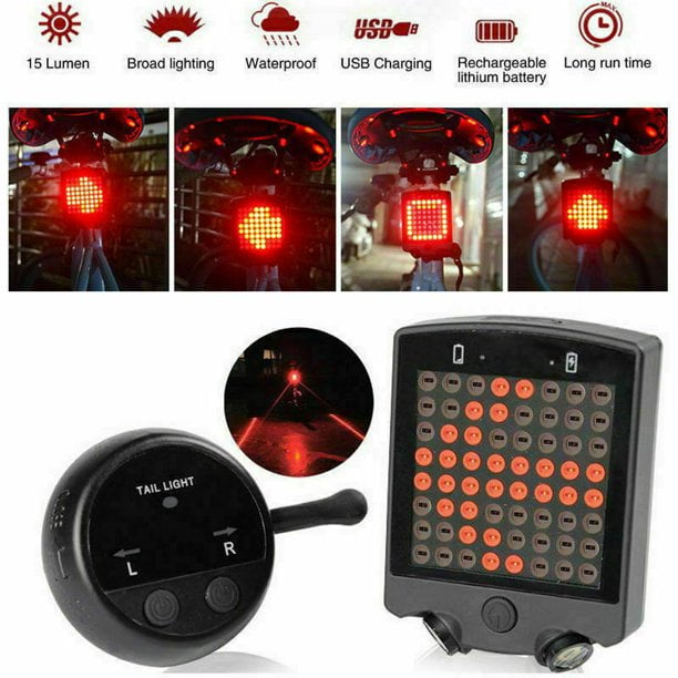 Bike Turn Signals Lights, Waterproof LED Cycling Rear Tail Light for Bicycles and Cycling Safe Distance Warning Lane Lights