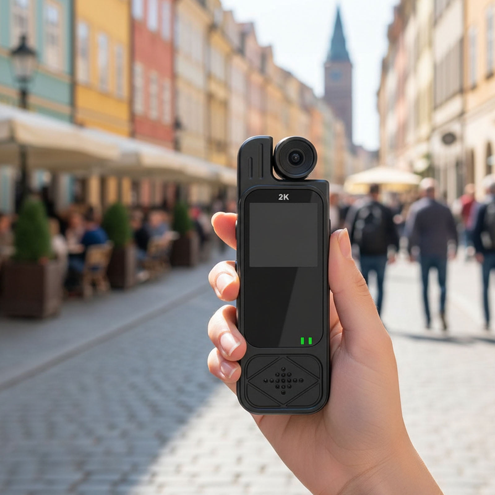 HUISZJ 2K Portable Camcorder, Body Camera with Audio, Video Recording Wearable Body Cam with 180 Rotating Lens for Traveling Cycling Vlogging