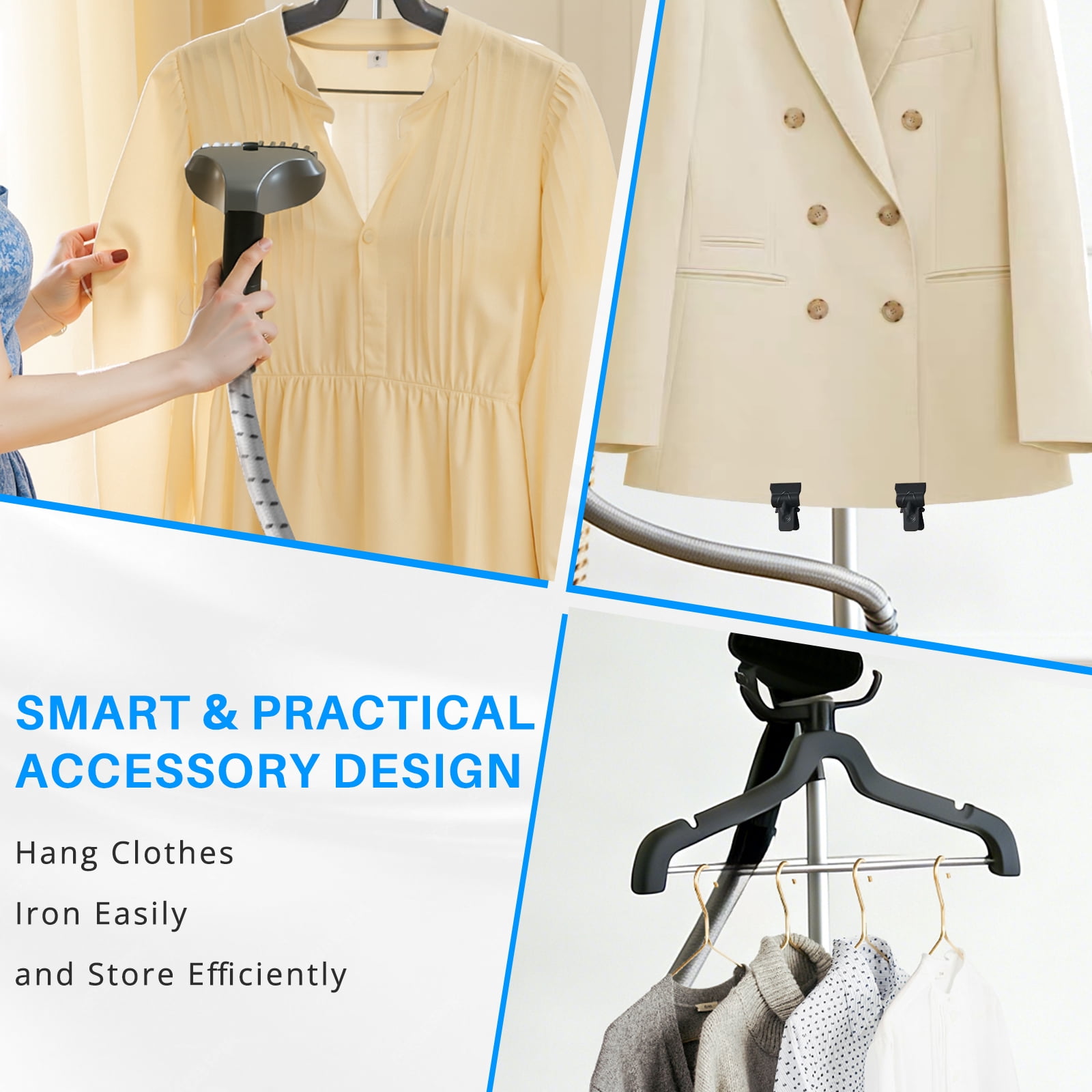 Beddle Steamer for Clothes with Stand,1500W Powerful Garment Steamer with Roll Wheels, 1.7 L Water Tank,Auto Shut-off