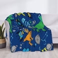 thumbnail image 3 of Disketp Dinosaur In Space Flannel Blankets - Thick and Warm Blanket for Winter, Soft Fuzzy Plush King Blanket for All Seasons60"x50", 3 of 6