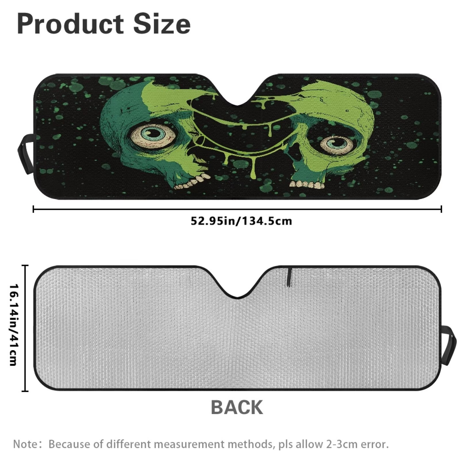 HUIACONG Green Skull Sun Shade Windshield Compatible with Jeep Wrangler Sun Shade fit for Jeep Wrangler JL JLU 2018-2025 / Jeep Gladiator 2020-2025 ,Keep Car Interior Cooler