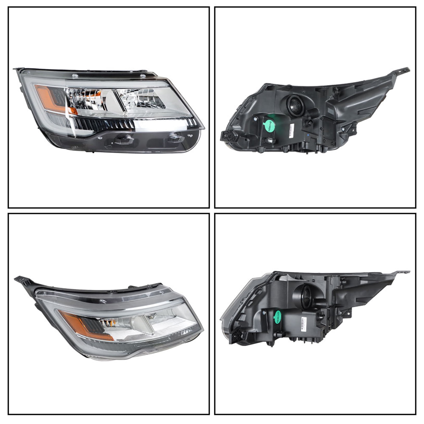 Genrics Right Headlight For 2016-18 Ford Explorer Halogen w/ LED DRL Chrome Housing