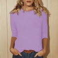 thumbnail image 2 of Womens Tops T-Shirts Crewneck Printed Three Quarter Sleeve Blouse Daily Casual Trendy Shirts, 2 of 5
