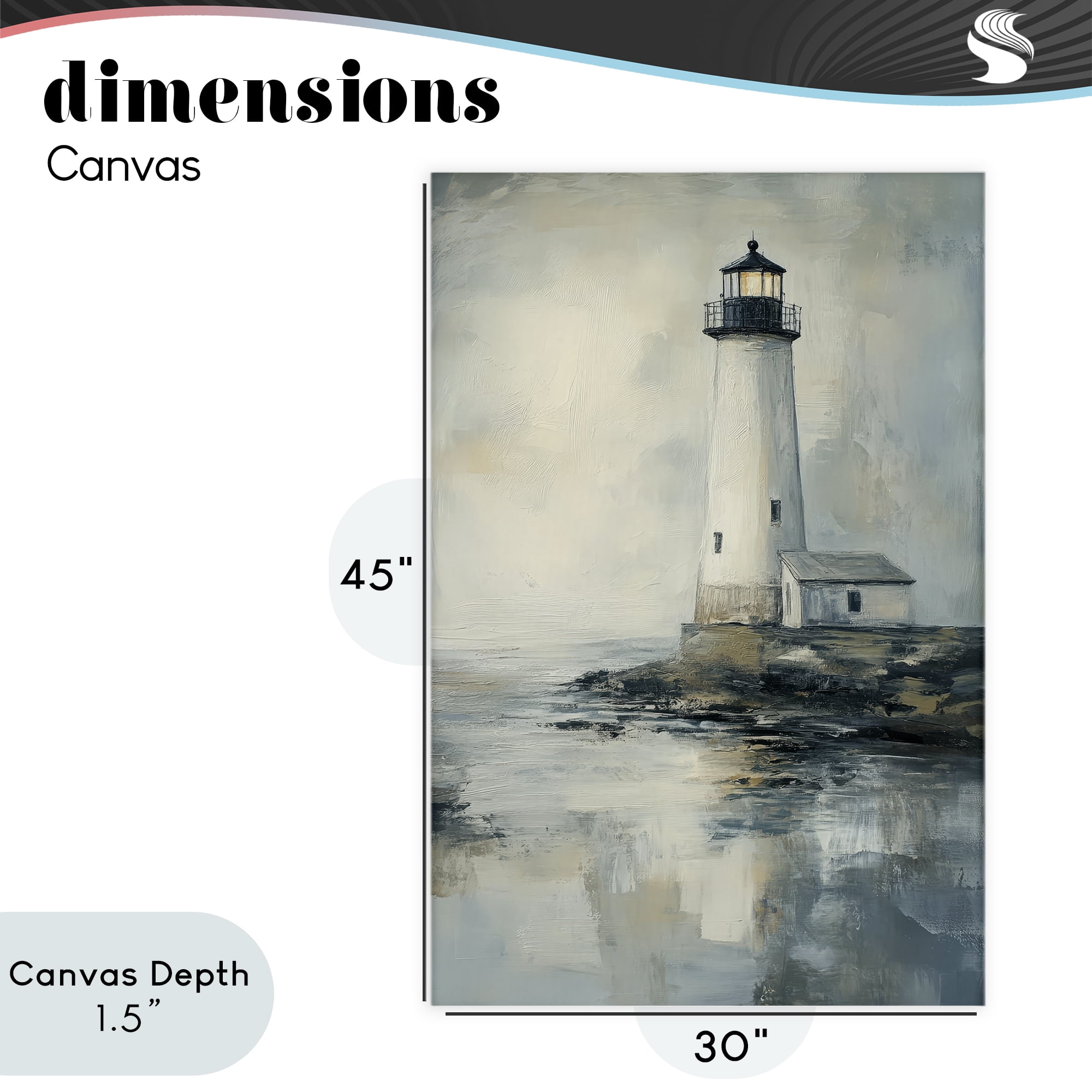 Stupell Industries Moody Lighthouse Reflecting Canvas Wall Art, design by Petal Prints Design