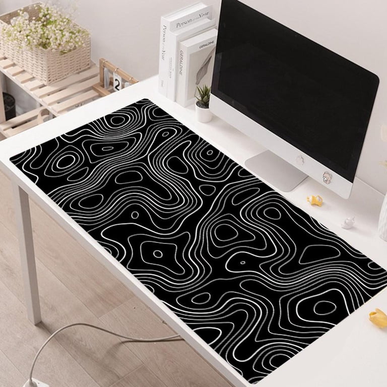 Max Choice Natural Rubber Mouse Pad, Black & White Topographic