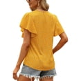 thumbnail image 4 of TRKIYQC Camisa suelta con botones en la parte delantera para mujer, blusas de trabajo de lunares suizos con cuello en V y mangas con volantes de verano TRKIYQC Vida cotidiana, 4 of 5