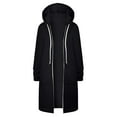 thumbnail image 6 of FAOWME Womens Hooded Coat With Pockets Long Sleeve Solid Color Drawstring Zipper Mid Length Warm Jackets For Fall Winter,Black,Xxl, 6 of 6