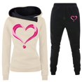 thumbnail image 1 of Gibobby Conjunto dama pants y sudadera afelpada Conjunto de pantalones y sudadera con capucha de manga larga estampados para mujer con bolsillos(Blanco,G), 1 of 2