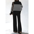 thumbnail image 3 of Pink Queen Women Knitted Outfits High Neck Sweater Wide Leg Pant Set 2 Pieces Sweatsuit, 3 of 6