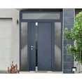 thumbnail image 3 of Front Exterior Prehung Steel Door / Cynex 6777 Grey / 2 Side and Top Exterior Window / Stainless Inserts Single Modern Painted-W12+32+12" x H80+16"-Right-hand Inswing, 3 of 7