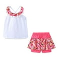thumbnail image 1 of AAMILIFE Girls Backless Flower Cold Shoulder Tops and Skirted Short Swimwear Set Kids Swimming Suit, 1 of 8