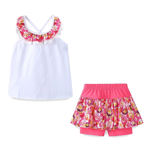 AAMILIFE Girls Backless Flower Cold Shoulder Tops and Skirted Short Swimwear Set Kids Swimming Suit