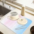 thumbnail image 2 of Yayeee Dish Drying Mat for Kitchen Counter 16" x 18" Microfiber Super Absorbent Coffee Decorative Pad, Light Blue Stripes, 2 of 9