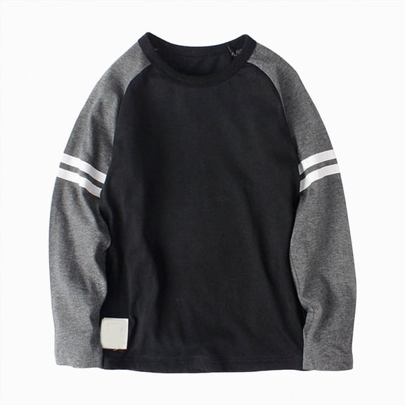 dmqupv Boys Long Sleeve T-Shirt Boys Long Sleeve Shirts Crew Neck Thermal Tops Kids Casual Soft Warm Loose Basic Tees Black,4-6 Years