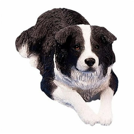 Border Collie Black And White - Original Size Black And White Border Collie Sculpture, Lying